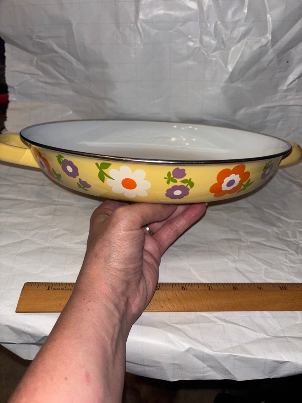 vintage Moneta of Italy enamelware skillet casserole from the 1970s